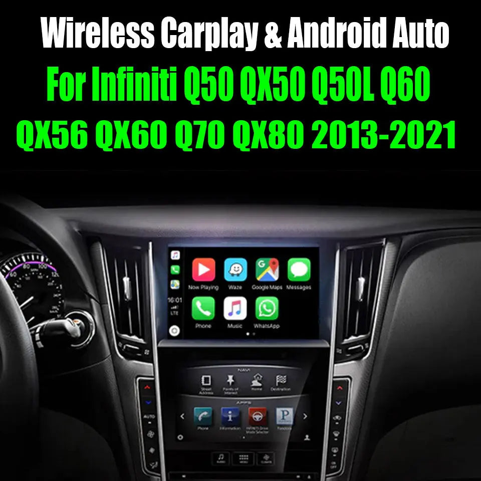 For Infiniti Q50 QX50 QX56 Q60 QX80 Q50L QX60 Q70 2014-2021 AERISAUTO for Apple CarPlay Module and Android Auto 我的商店