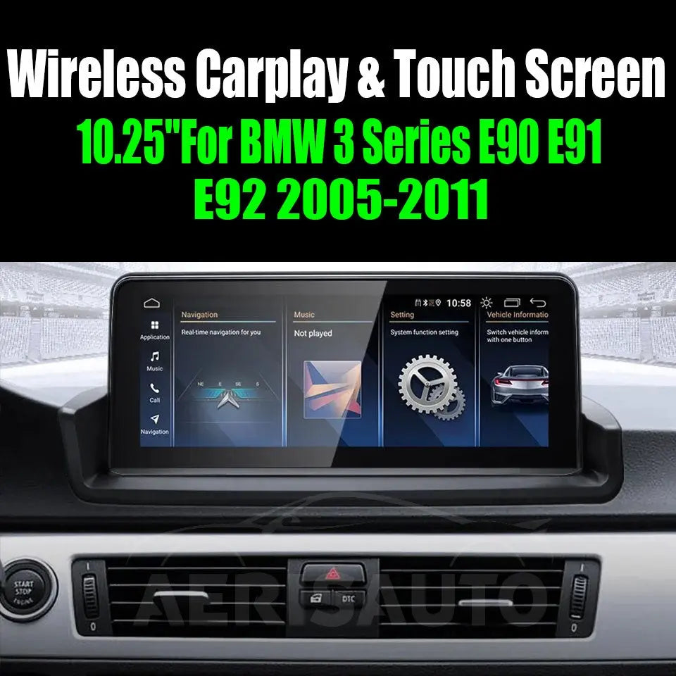 10.25''For BMW 3 Series E90 E91 E92 2005-2011 Android 13.0 AERISAUTO for Apple Android screen and Android Auto Aerisauto