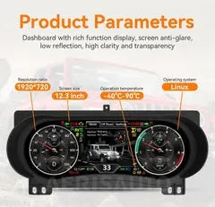 12.3"For Jeep Wrangler 2018-2023 AERISAUTO for LCD Digital Dashboard Cluster Aerisauto