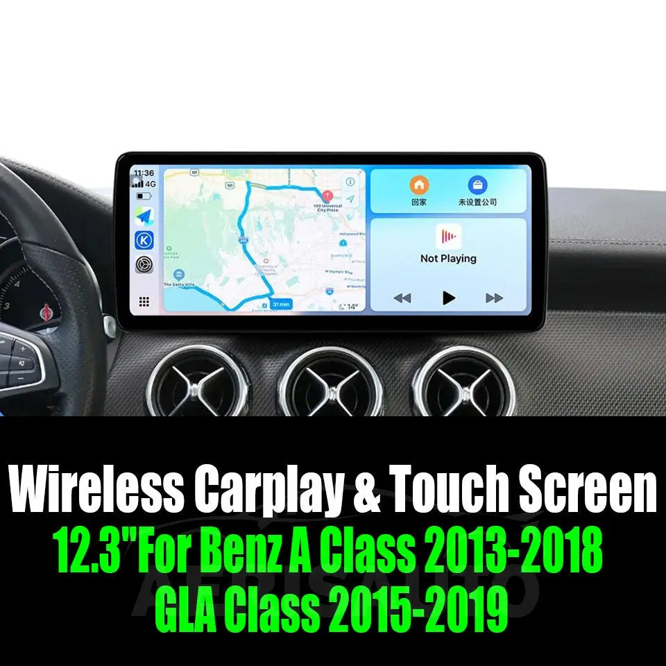 12.3''For Mercedes Benz A Class 2013-2018 GLA Class 2015-2019 AERISAUTO for Apple Android screen and Android Auto Aerisauto