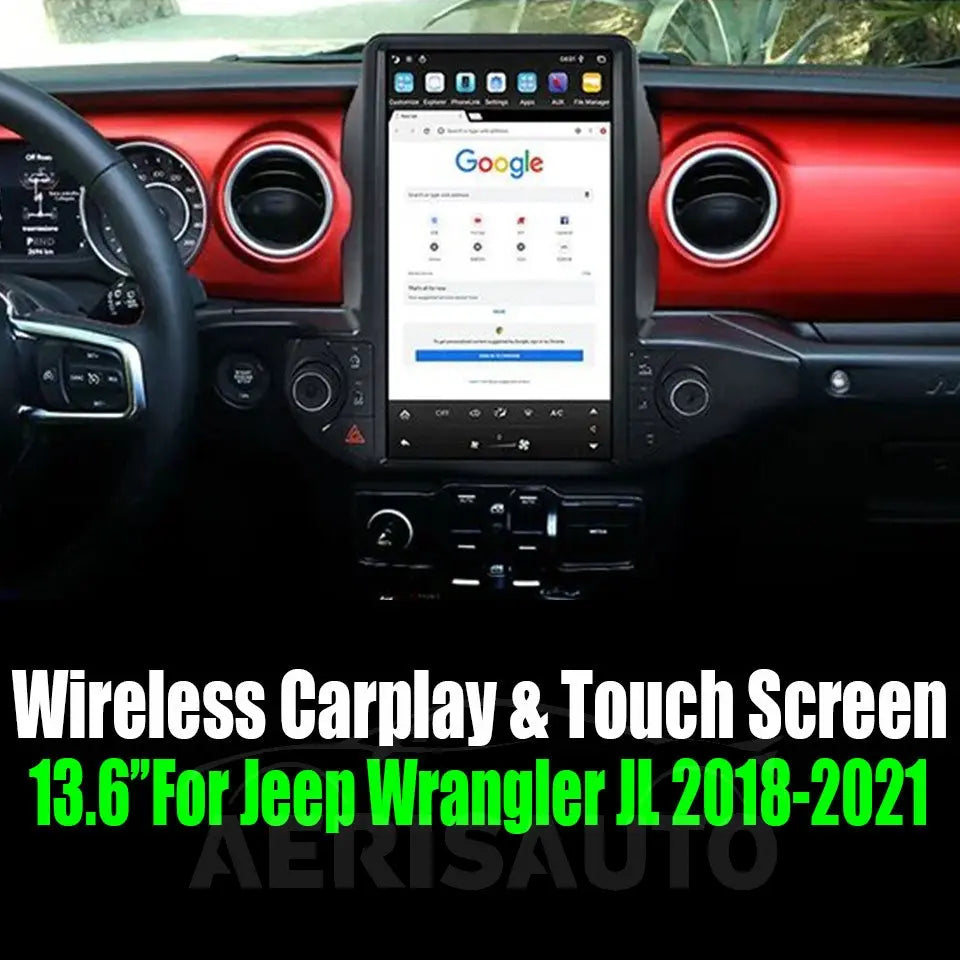 13.6"For Jeep Wrangler JL 2018-2021 Tesla Style Car Radio AERISAUTO for Apple Android screen and Android Auto Aerisauto