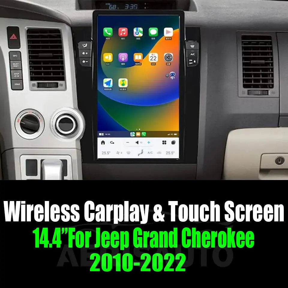 14.4"For Jeep Grand Cherokee 2010-2022 Tesla Style Car Radio AERISAUTO for Apple Android screen and Android Auto Aerisauto