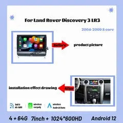 7''For Land Rover Discovery 3 LR3 2004-2009 Android 12 AERISAUTO for Apple Android screen and Android Auto Aerisauto