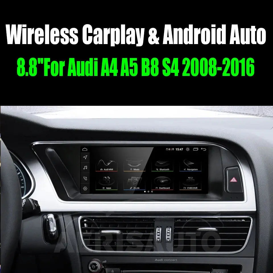 8.8''For Audi A4 A5 B8 S4 2008-2016 Android 14.0 AERISAUTO for Apple Android screen and Android Auto Aerisauto