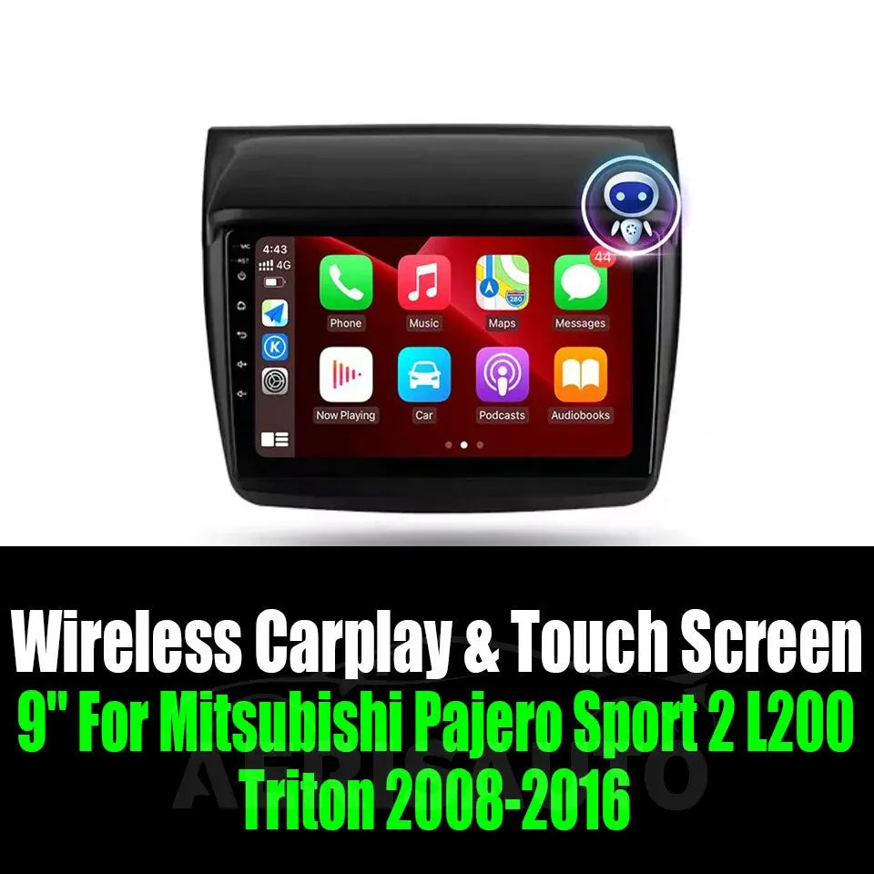 9'' For Mitsubishi Pajero Sport 2 L200 Triton 2008-2016 AERISAUTO for Apple Android screen and Android Auto Aerisauto