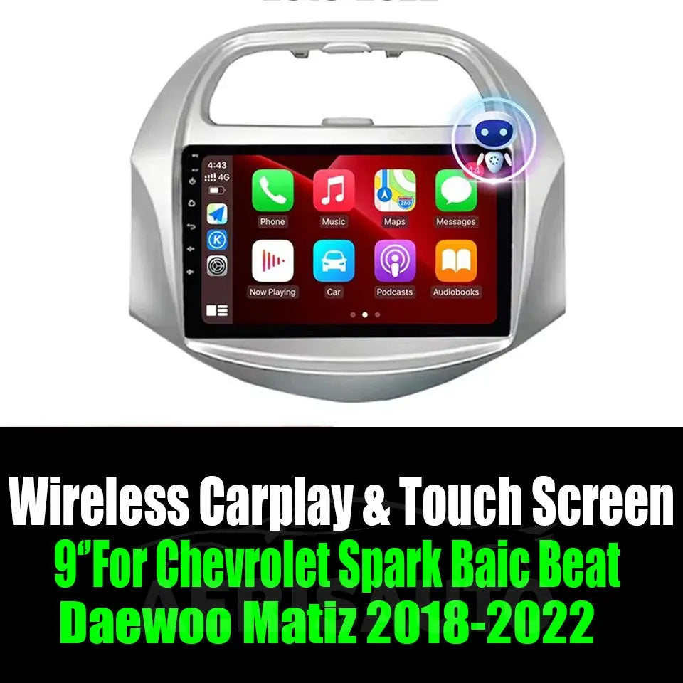 9‘’For Chevrolet Spark Baic Beat Daewoo Matiz 2018-2022 AERISAUTO for Apple Android screen and Android Auto Aerisauto