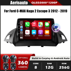 9''For Ford C-MAX Kuga 2 Escape 3 2012-2019 AERISAUTO for Apple Android screen and Android Auto Aerisauto