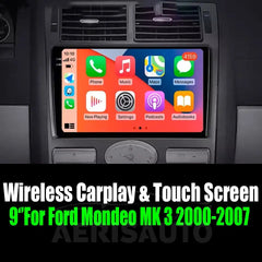 9‘’For Ford Mondeo MK 3 2000-2007 Android 14 AERISAUTO for Apple Android screen and Android Auto Aerisauto