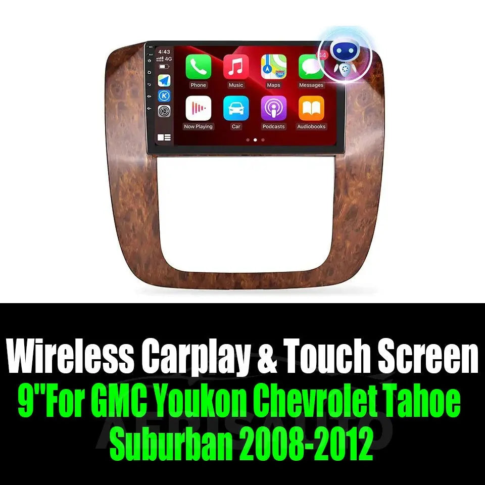 9''For GMC Youkon Chevrolet Tahoe Suburban 2008-2012 AERISAUTO for Apple Android screen and Android Auto Aerisauto