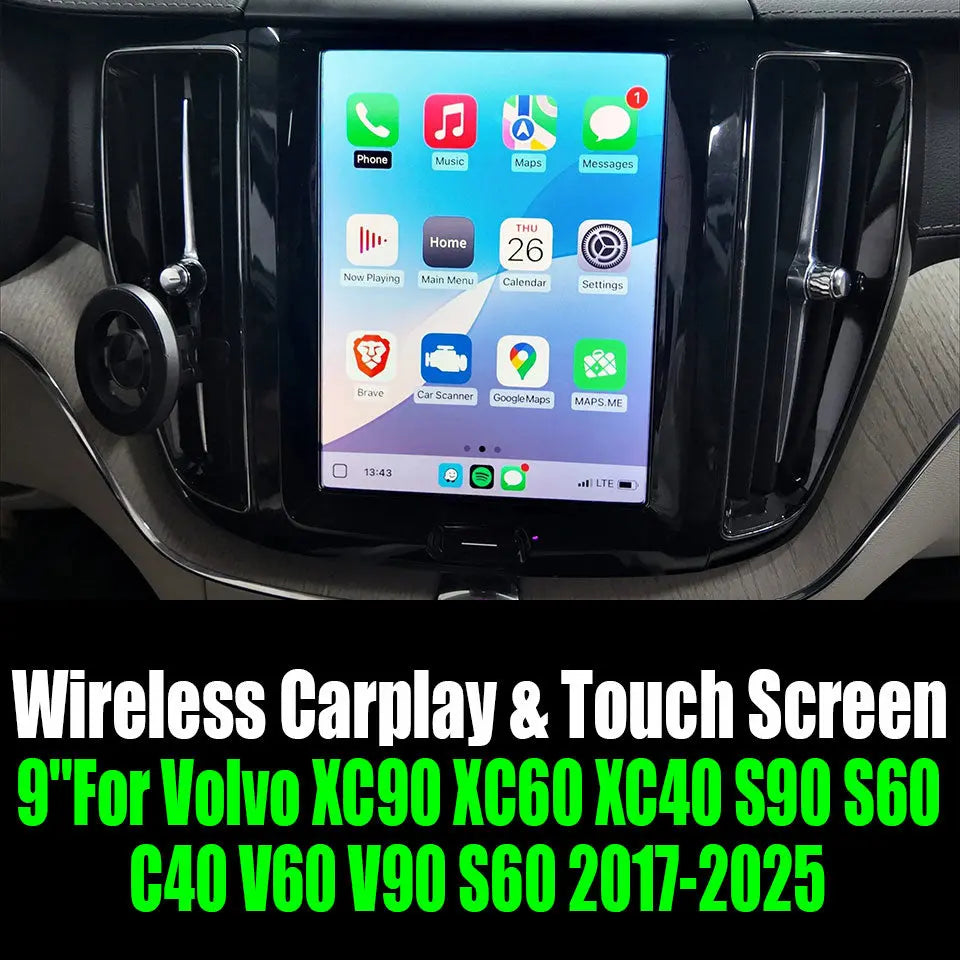 9''For Volvo XC90 XC60 XC40 S90 S60 C40 V60 V90 S60 2017-2025 Android 13.0 AERISAUTO for Apple Android screen and Android Auto Aerisauto