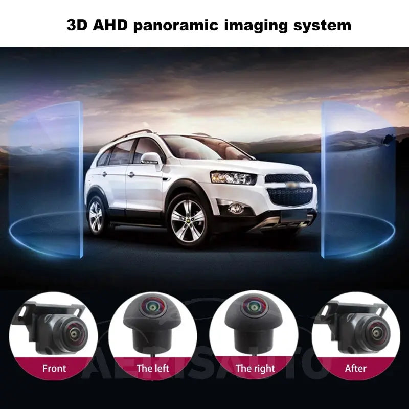 Aerisauto Panoramic Surround View Right+Left+Front+Rear View Camera System for Android Auto Radio Night Vision Car 1080P AHD 360 Camera Aerisauto