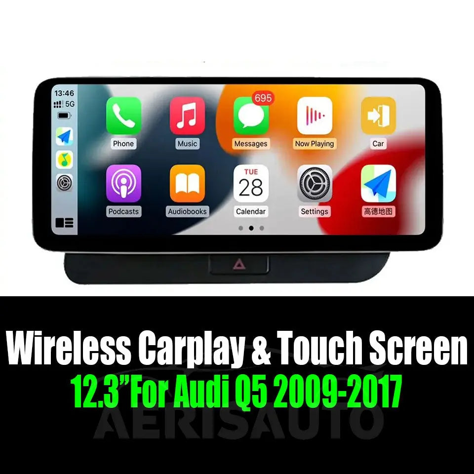 Android 14 12.3"For Audi Q5 2009-2017 AERISAUTO for Apple Android screen and Android Auto Aerisauto