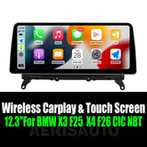 Android 14 12.3''For BMW X3 F25 / X4 F26 CIC NBT AERISAUTO for Apple Android screen and Android Auto Aerisauto