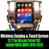 Android14 12.1"For Nissan Patrol Y62 Infiniti QX56 QX80 2010-2020 Tesla Style Car Radio AERISAUTO for Apple Android screen and Android Auto Aerisauto