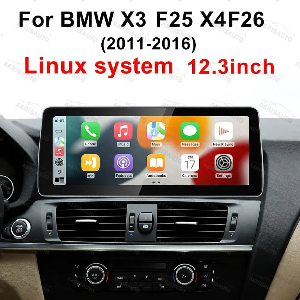 BMW X3 F25 / X4 F26 (2011-2016) 12.3-Inch Linux Car Multimedia Screen | 3s Fast Boot | Wireless CarPlay & Android Auto Aerisauto