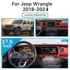 For Jeep Wrangler 2018-2024 Digital Dashboard Cluster Dual Screen Car Radio Strip Screen CarPlay Android Auto Speed Meter Screen Aerisauto