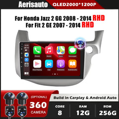 9''For Honda Jazz 2 GG 2008-2014 Fit 2 GE 2007-2014 AERISAUTO for Apple Android screen and  Android Auto