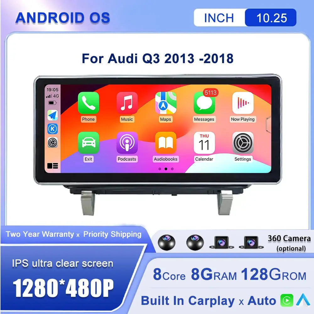10.25''For Audi Q3 2013-2018 AERISAUTO for Apple Android screen and  Android Auto Aerisauto