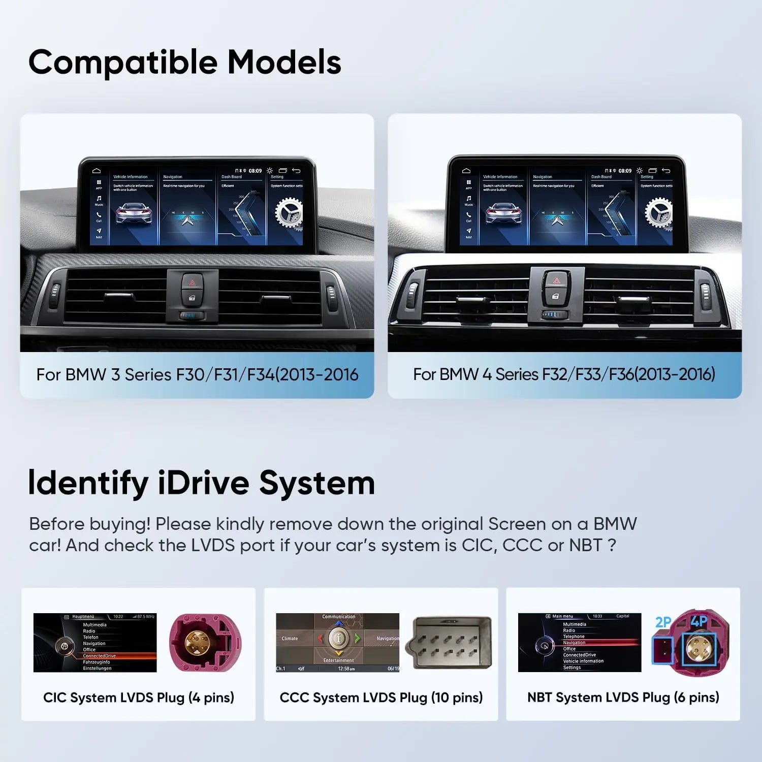 10.25"For BMW 3/4 Series F30/F31/F32/F33/F36 NBT 2011-2019 AERISAUTO for Apple Android screen and  Android Auto 我的商店