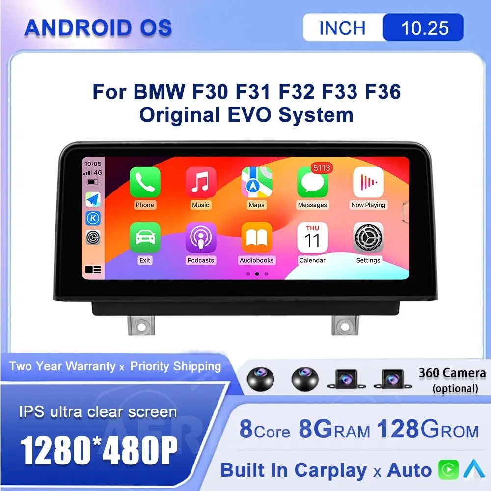 10.25''For BMW F30 F31 F32 F33 F36 Original EVO AERISAUTO for Apple Android screen and  Android Auto Aerisauto