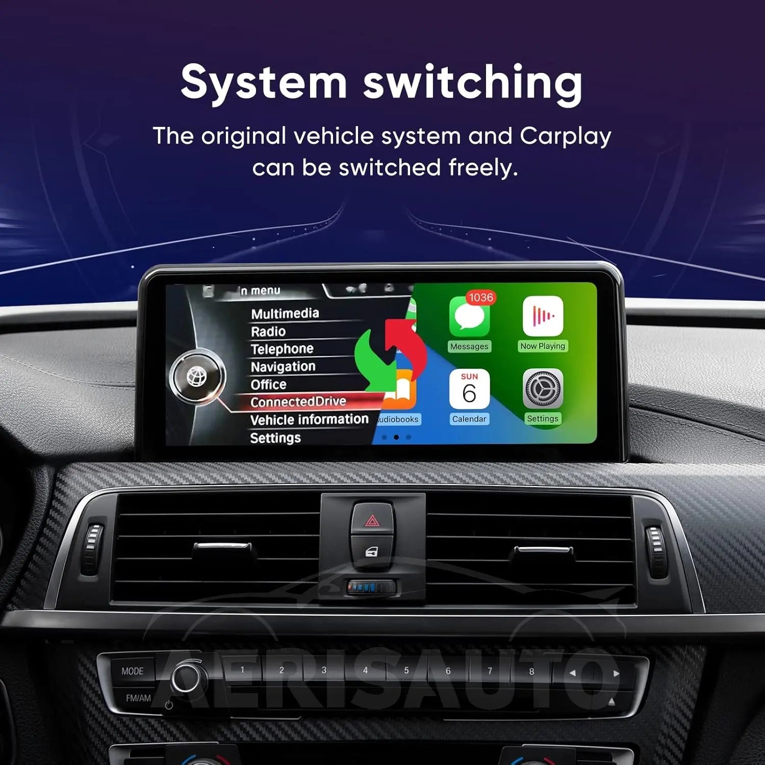 10.25''For BMW F30 F31 F34 NBT 3/4 Series E30 E36 328i 320i 2013-2016 AERISAUTO for Apple Android screen and  Android Auto Aerisauto