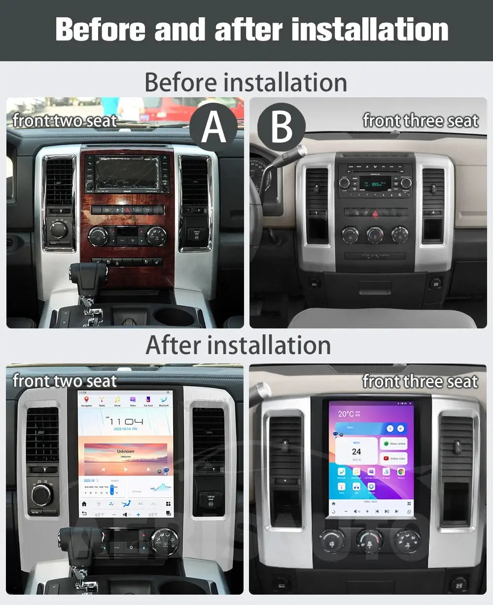 12.1"For Dodge RAM 1500 2500 3500 2008-2012 Tesla Style Car Radio AERISAUTO for Apple Android screen and Android Auto Aerisauto