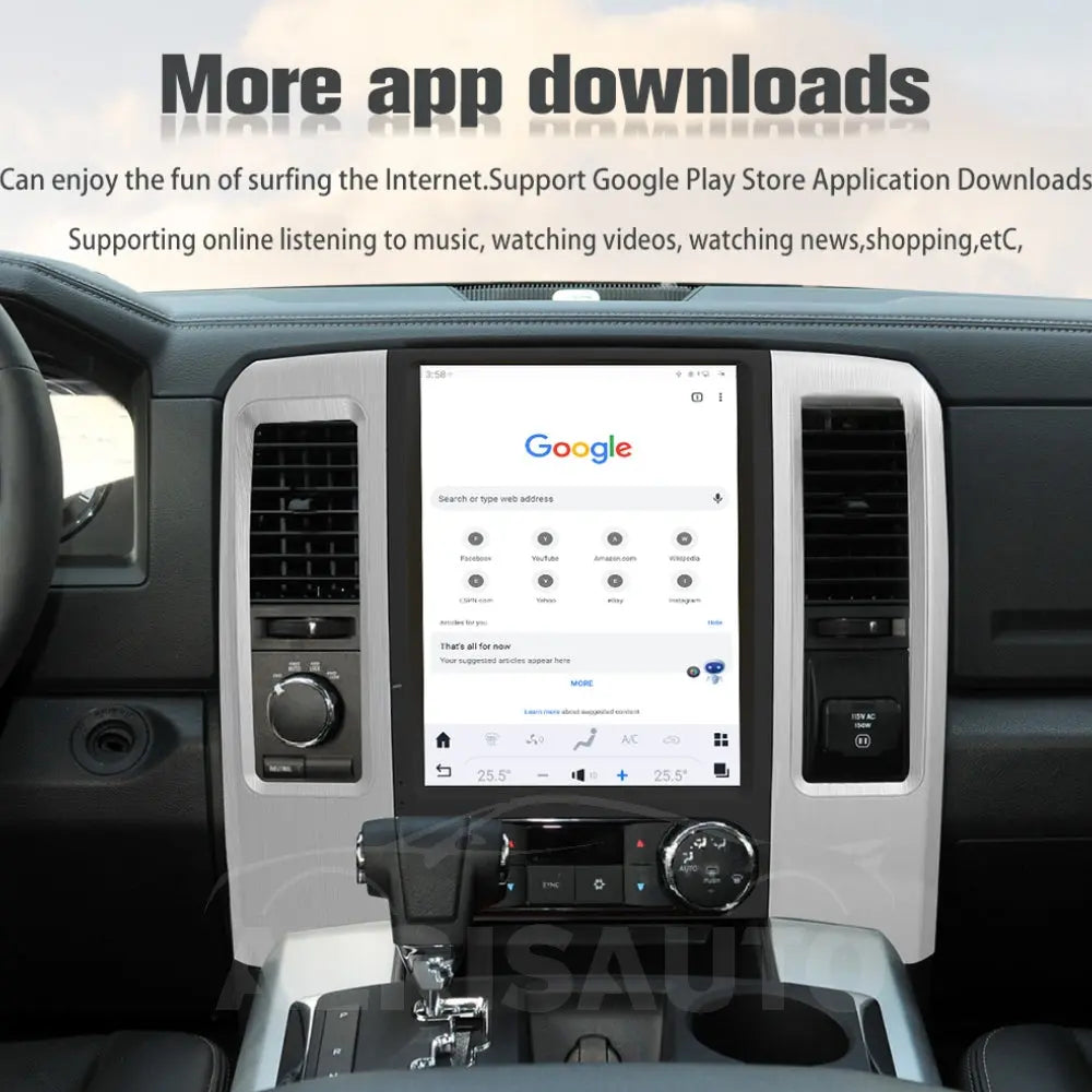 12.1"For Dodge RAM 1500 2500 3500 2008-2012 Tesla Style Car Radio AERISAUTO for Apple Android screen and Android Auto Aerisauto