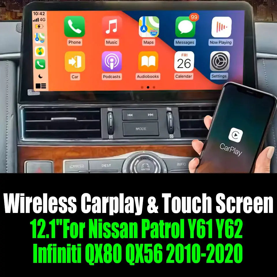 12.1''For Nissan Patrol Y61 Y62 Infiniti QX80 QX56 2010-2020 AERISAUTO for Apple Android screen and  Android Auto Aerisauto