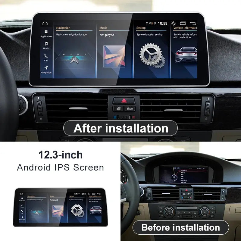 12.3''For BMW 3series E90 E91 5 series E60 E61 CCC CIC Android 13 AERISAUTO for Apple Android screen and  Android Auto Aerisauto