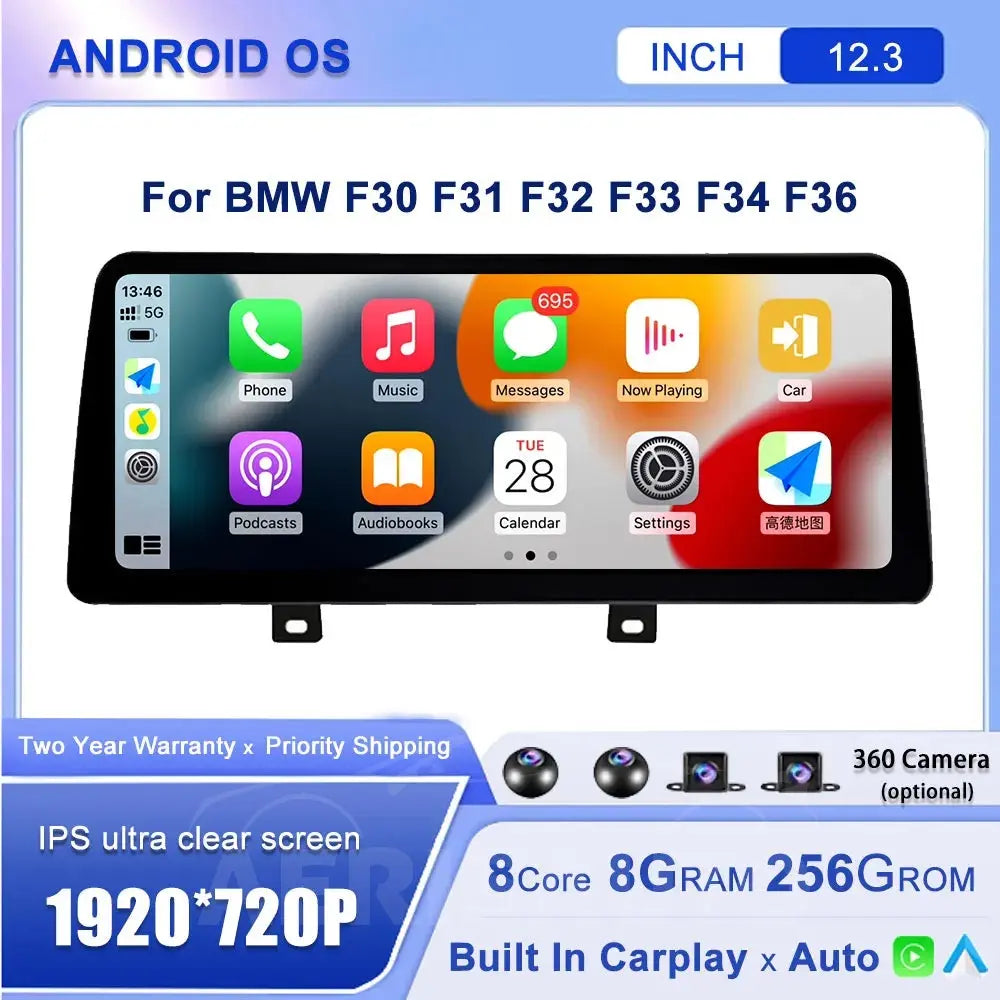 12.3''For BMW F30 F31 F32 F33 F34 F36 AERISAUTO for Apple Android screen and  Android Auto Aerisauto