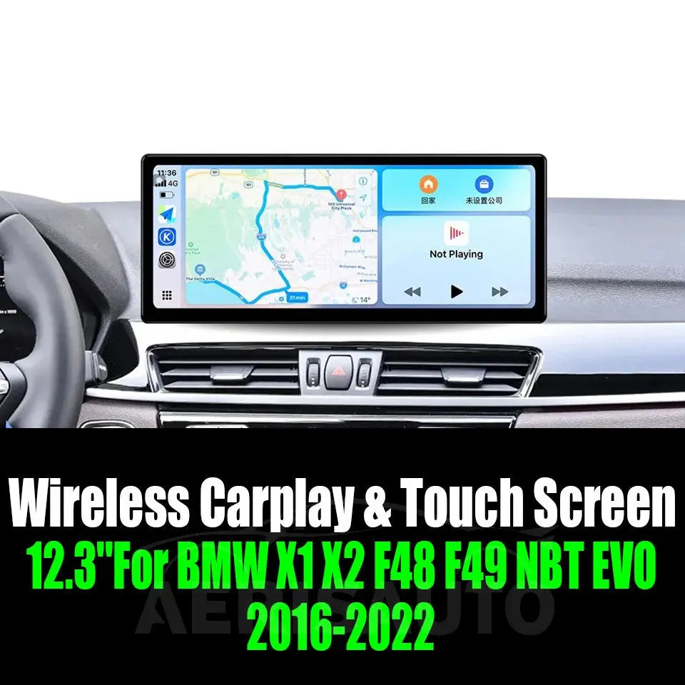 12.3''For BMW X1 X2 F48 F49 NBT EVO 2016-2022 AERISAUTO for Apple Android screen and  Android Auto Aerisauto