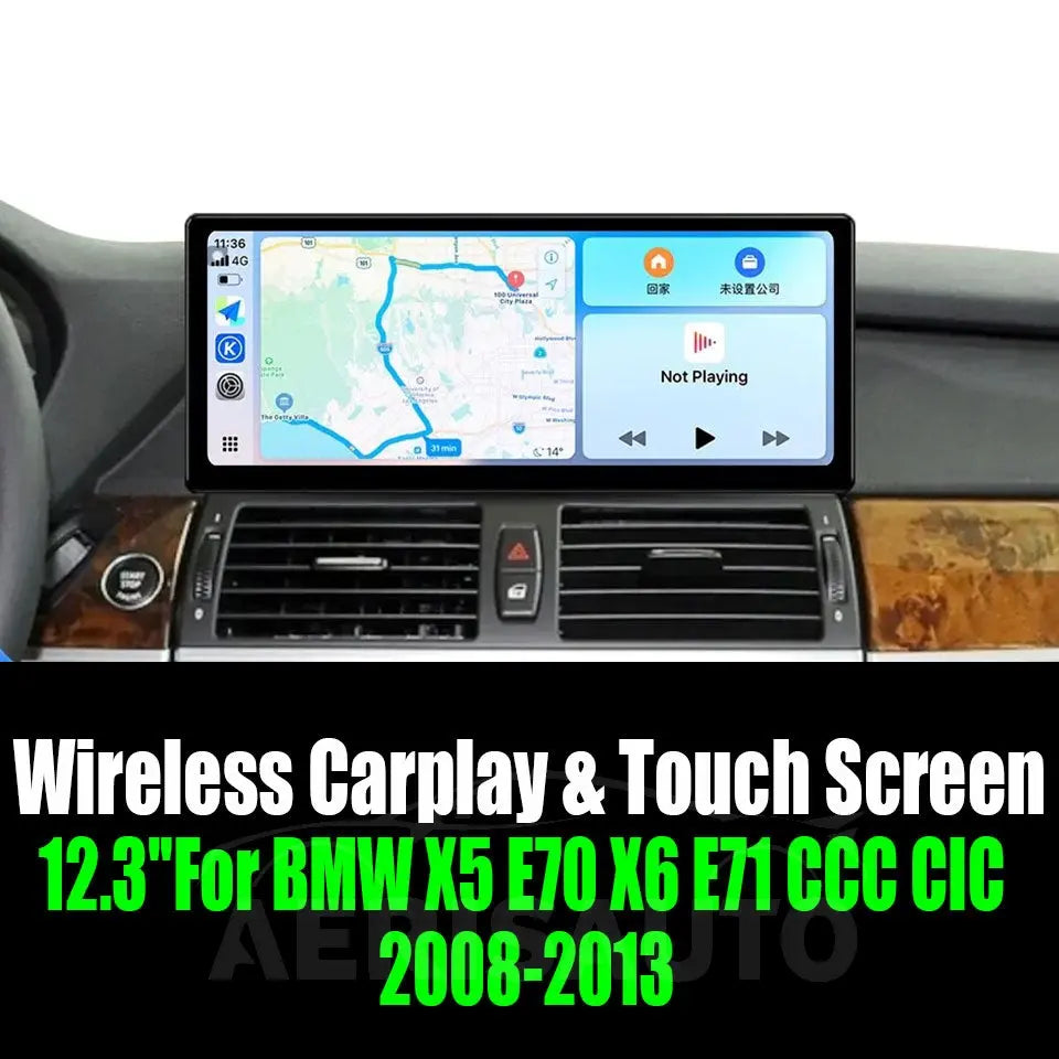 12.3''For BMW X5 E70 X6 E71 CCC CIC 2008-2013 AERISAUTO for Apple Android screen and  Android Auto Aerisauto