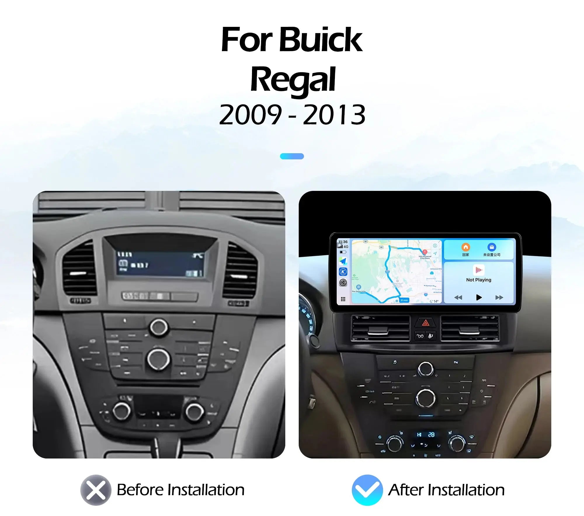 12.3''For Buick Regal 2009-2013 AERISAUTO for Apple Android screen and  Android Auto Aerisauto