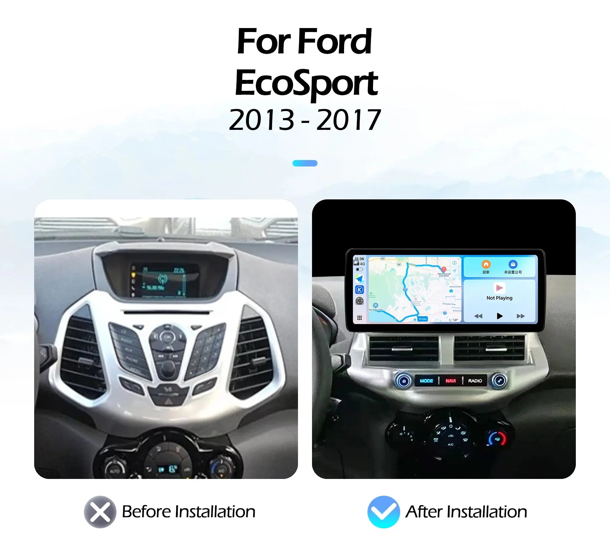 12.3''For Ford EcoSport 2013-2017 AERISAUTO for Apple Android screen and  Android Auto Aerisauto