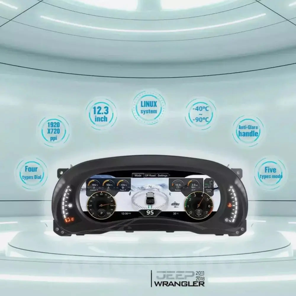 12.3"For Jeep Wrangler 2010-2018 AERISAUTO for LCD Digital Dashboard Cluster Aerisauto