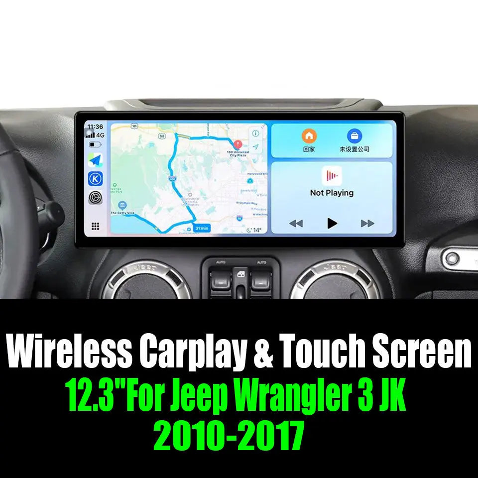 12.3''For Jeep Wrangler 3 JK 2010-2017 AERISAUTO for Apple Android screen and  Android Auto Aerisauto