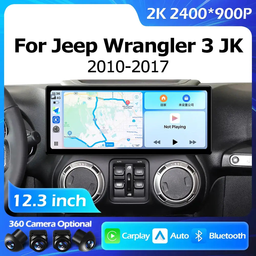 12.3''For Jeep Wrangler 3 JK 2010-2017 AERISAUTO for Apple Android screen and  Android Auto Aerisauto