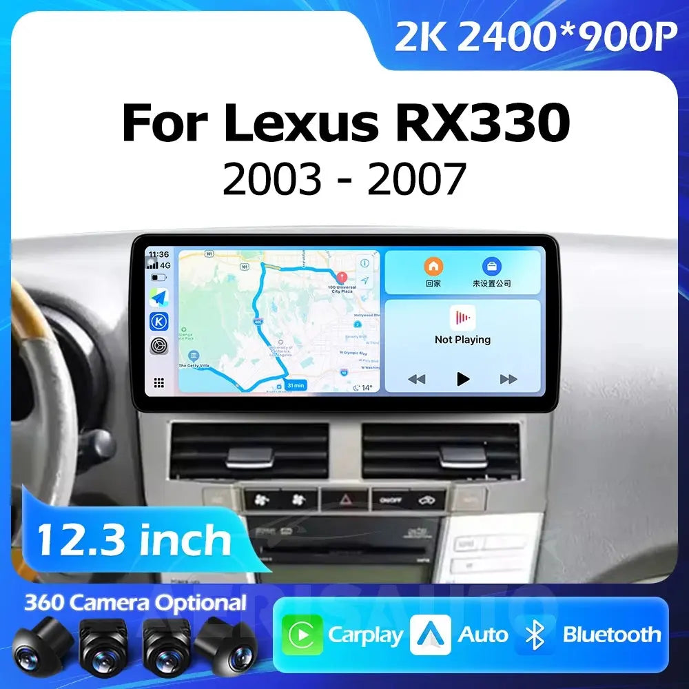 12.3''For Lexus RX330 RX350 2003-2007 AERISAUTO for Apple Android screen and  Android Auto Aerisauto