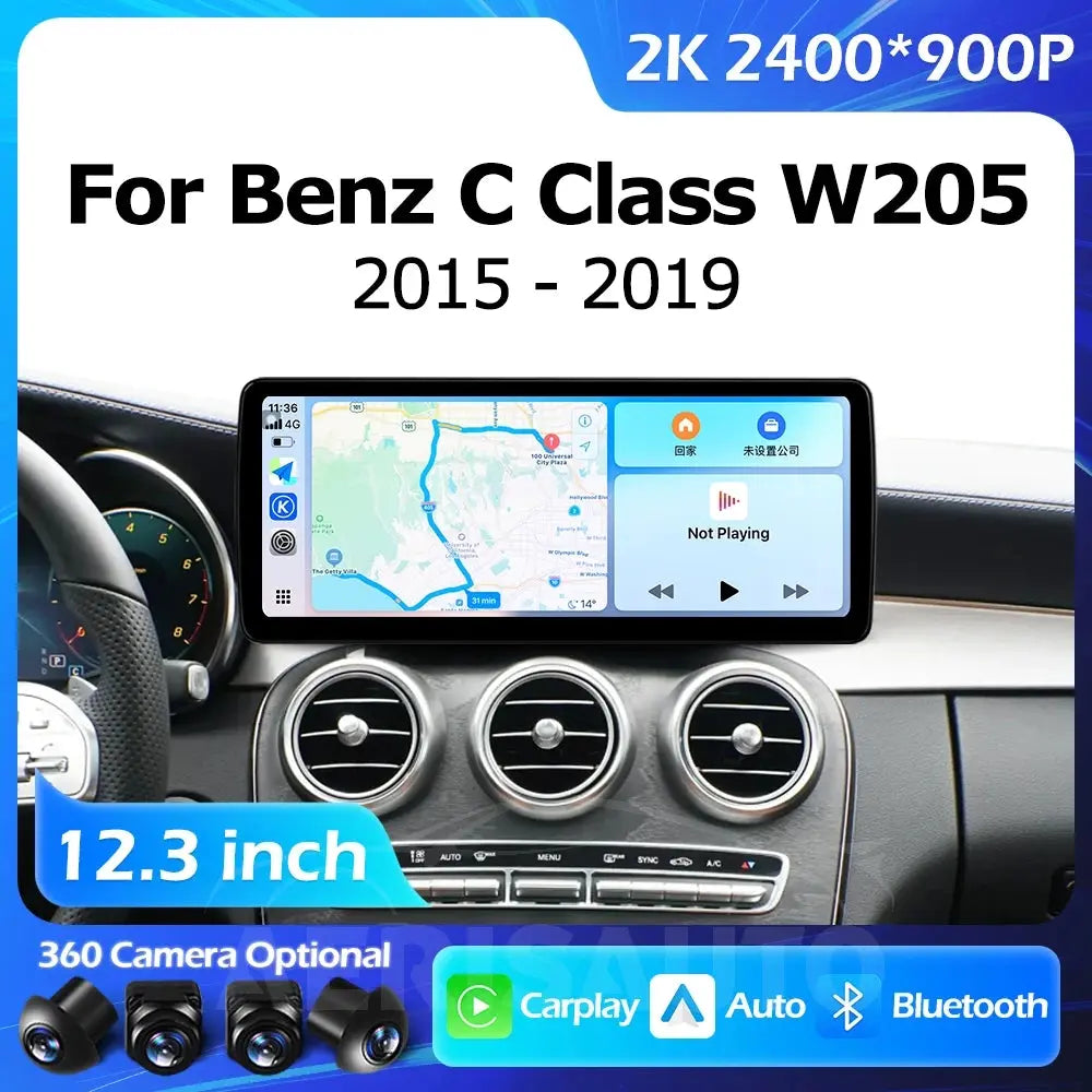 12.3''For Mercedes Benz C Class W205 GLC V Class W447 2015-2019 AERISAUTO for Apple Android screen and  Android Auto Aerisauto