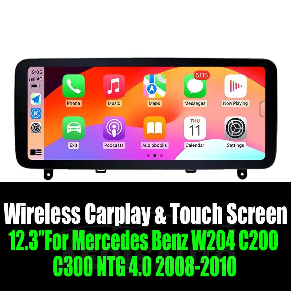 12.3"For Mercedes Benz W204 C200 C300 NTG 4.0 2008-2010 AERISAUTO for Apple Android screen and  Android Auto Aerisauto