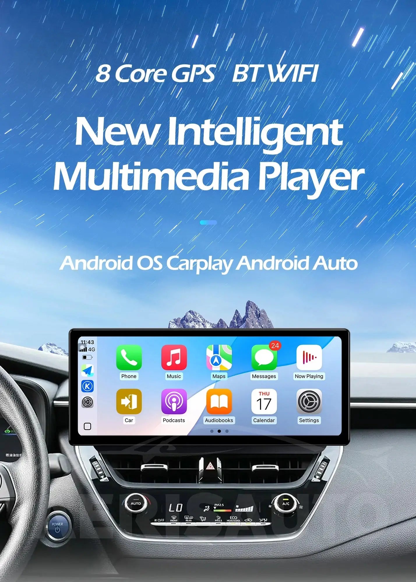 12.3''For Toyota RAV4 RAV 4 2020-2023 AERISAUTO for Apple Android screen and  Android Auto Aerisauto