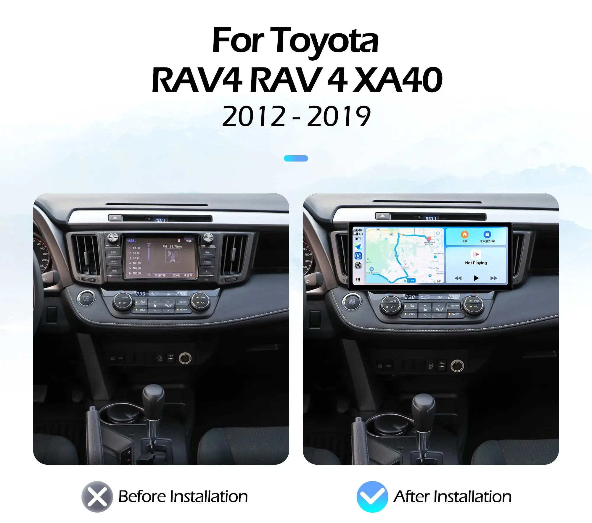 12.3''For Toyota RAV4 RAV 4 XA40 2012-2019 AERISAUTO for Apple Android screen and  Android Auto Aerisauto