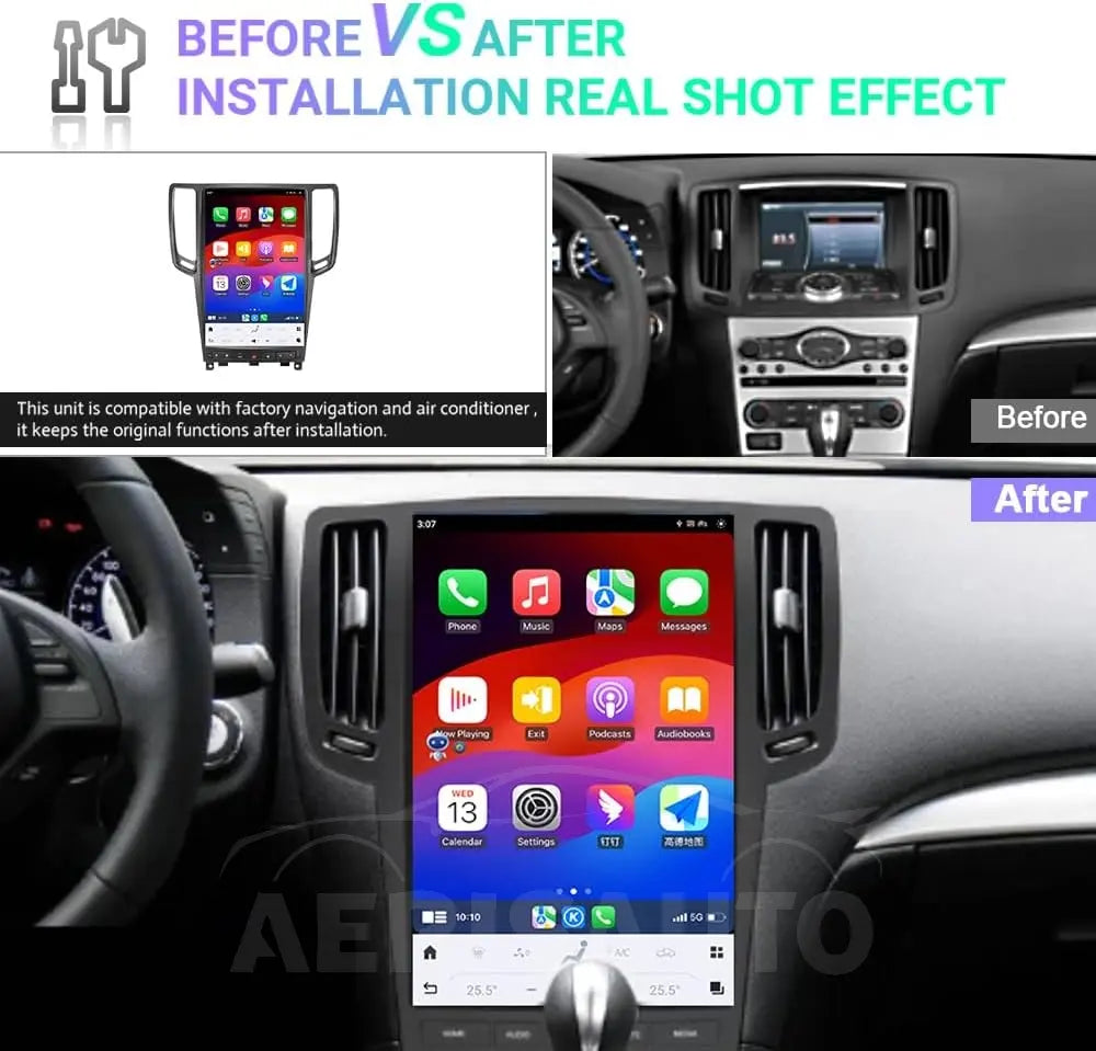 13.6"For Infiniti G35 2007-2013 Tesla Style Car Radio AERISAUTO for Apple Android screen and Android Auto Aerisauto