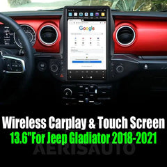13.6"For Jeep Gladiator 2018-2021 Tesla Style Car Radio AERISAUTO for Apple Android screen and Android Auto Aerisauto
