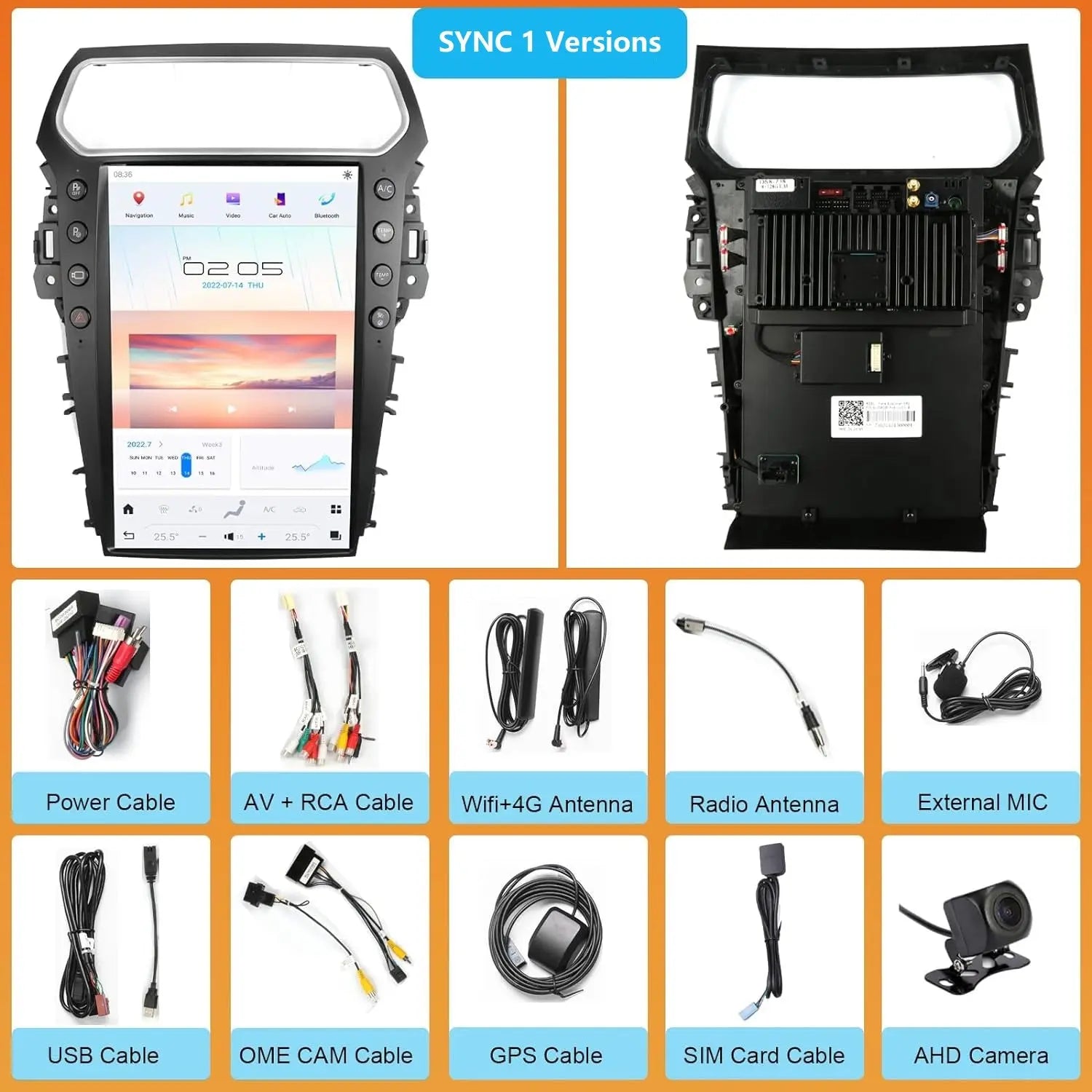14.4''For Ford Explorer 2011-2019 AERISAUTO for Big Vertical Screen Tesla Style Screen Car Radio Stereo Aerisauto