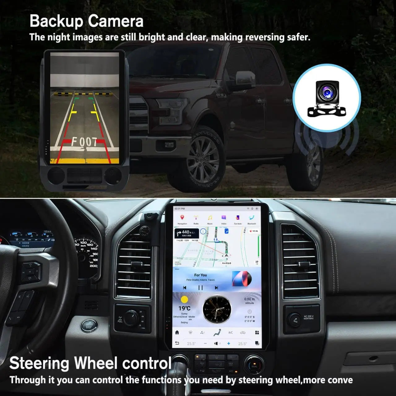 14.4''For Ford F150 Raptor 2015-2022 Android 13 Tesla Style Car Radio  AERISAUTO for Apple Android screen and  Android Auto Aerisauto