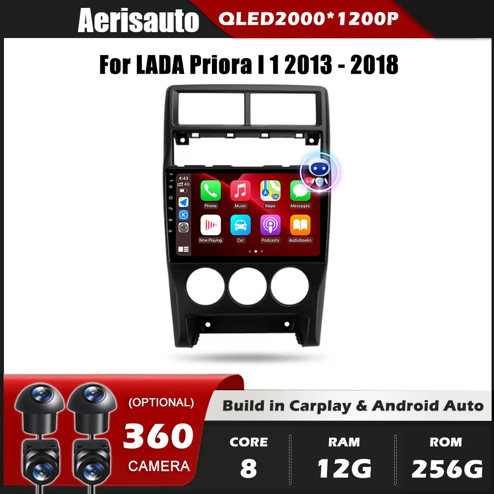 9''For LADA Priora I 1 2013-2018 GPS AERISAUTO for Apple Android screen and  Android Auto