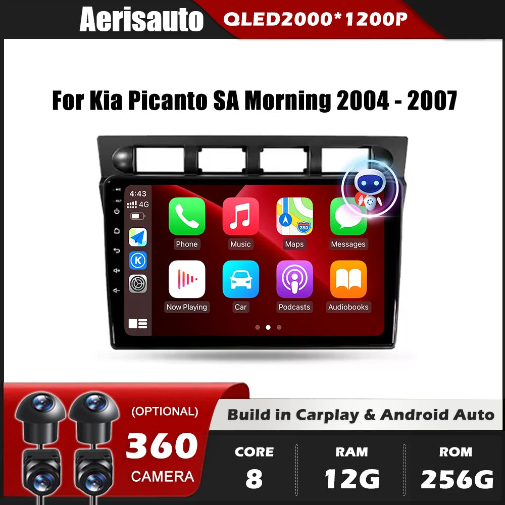 9''For Kia Picanto SA Ochtend 2004-2007 AERISAUTO for Apple Android screen and  Android Auto