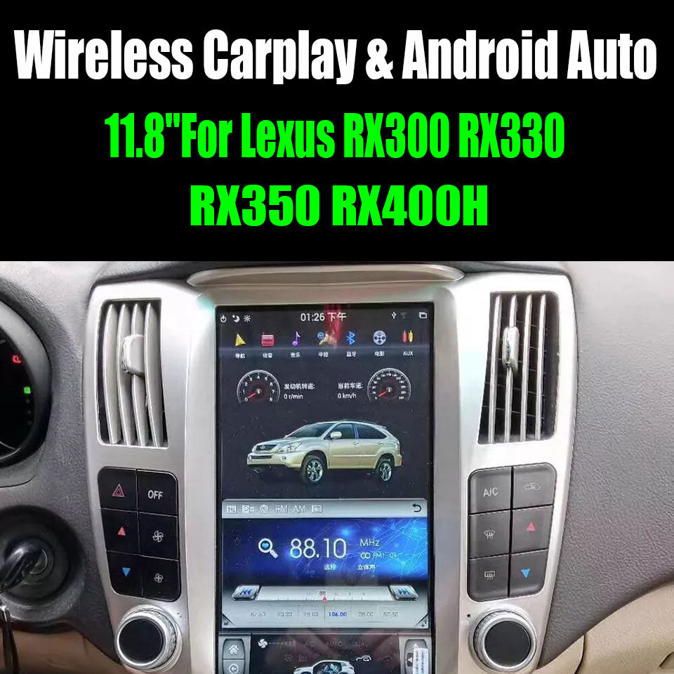 Autoradio Android Tesla vertical 11,8 pouces pour Lexus RX300, RX330, RX400h (2004-2008)