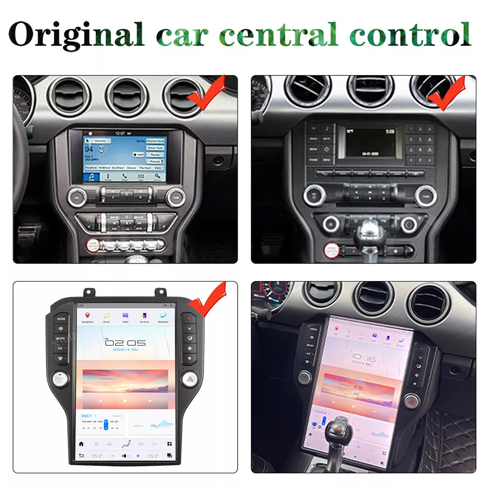 For Ford Mustang 2015-2023 AERISAUTO for Big Vertical Screen Tesla Style Screen Car Radio Stereo